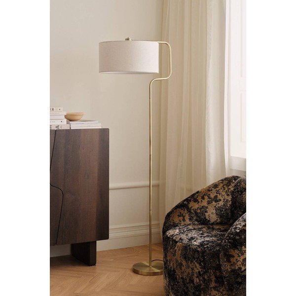 Kreminės spalvos/žalvario spalvos iš tekstilės pastatomas šviestuvas (aukštis 160 cm) Josho – Ellos Home-image-1
