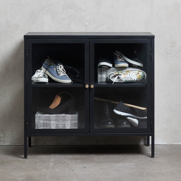 Iš metalo vitrina juodos spalvos 90x85 cm Carmel – Unique Furniture-image-4