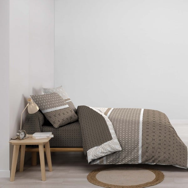 Rudos spalvos iš medvilnės dvigulė/itin ilga patalynė su paklode/6 dalių 240x220 cm Pacha – douceur d'intérieur-image-1