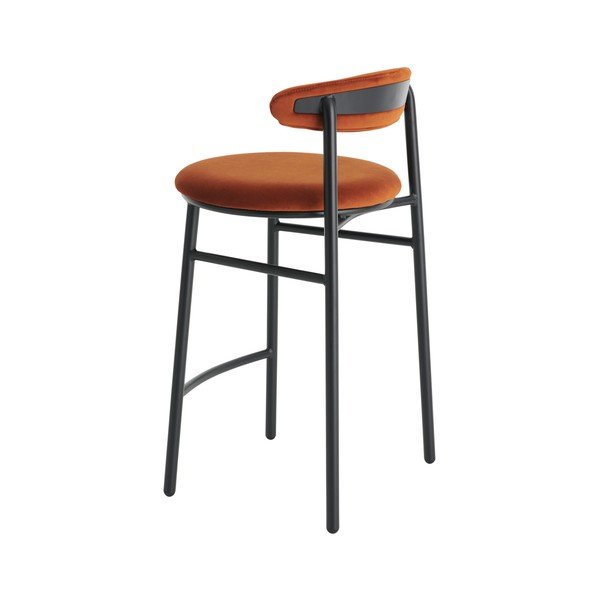 Konjako rudos spalvos iš metalo baro taburetė (sėdynės aukštis 66 cm) Doggi – Ellos Home-image-2
