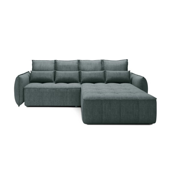 Žalios spalvos iš velveto sulankstoma/su sandėliavimo vieta kampinė sofa (su dešiniuoju kampu/su gultu) Campo – ELTAP