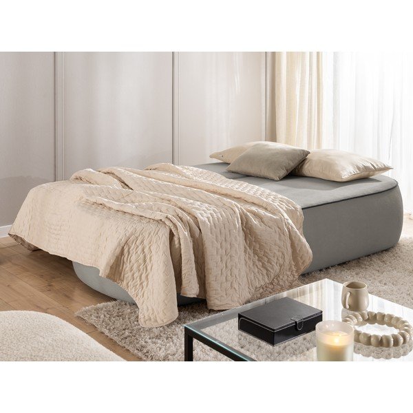 Juodos spalvos/pilkos spalvos sulankstoma/su sandėliavimo vieta sofa iš velveto 210 cm Saga – Ropez-image-1