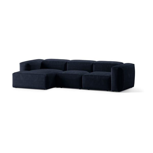 Tamsiai mėlynos spalvos iš kordinio velveto kampinė sofa (su kairiuoju kampu/su gultu) Bergamo – Cosmopolitan Design-image-2