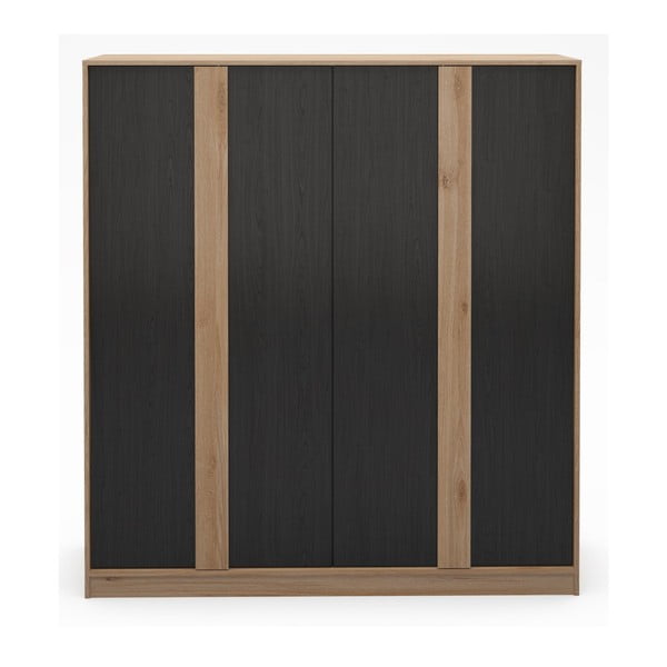 Drabužių spinta juodos spalvos/natūralios spalvos iš ąžuolo 180x197,5x53 cm Dennis – Marckeric