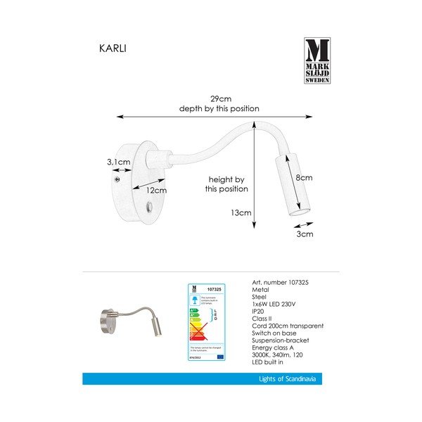 Metalinis sieninis šviestuvas Markslöjd Karli-image-1