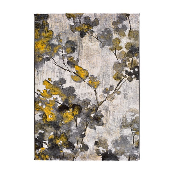 Geltonos ir pilkos spalvos kilimas Universal Bukit Mustard, 120 x 170 cm