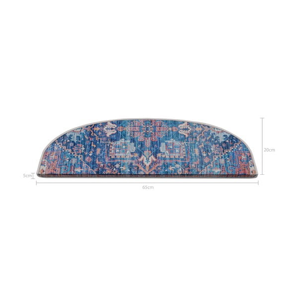 Laiptų kilimėlių rinkiniai mėlynos spalvos 16 vnt. 20x65 cm Yoruk – Vitaus-image-2