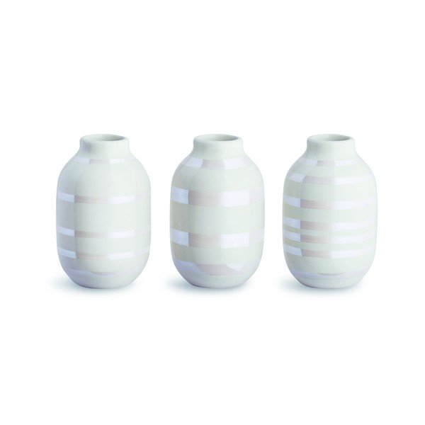 3 baltos akmens masės vazų rinkinys "Kähler Design Omaggio", aukštis 8 cm