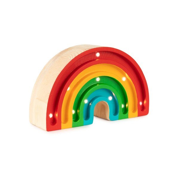 Spalvotas pušies medienos stalinis šviestuvas Little Lights Rainbow, plotis 20 cm-image-1