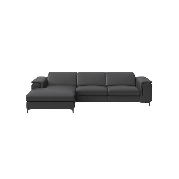 Kampinė sofa tamsiai pilkos spalvos iš odos (su kairiuoju kampu) Brito – MESONICA