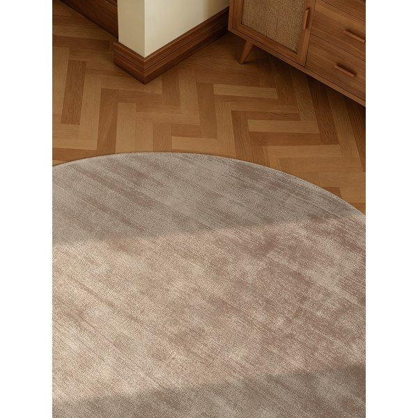 Rankų darbo smėlio spalvos iš viskozės apvalios formos kilimas ø 150 cm Noemi – Vikosa-image-3