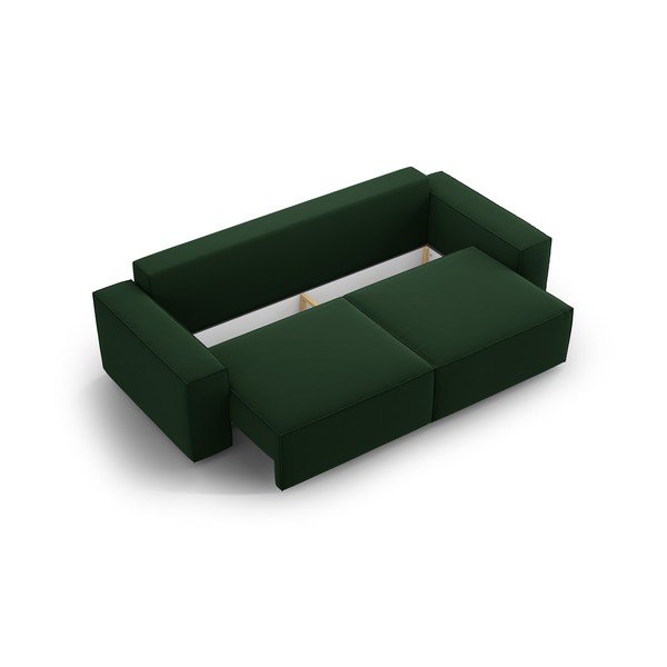 Tamsiai žalios spalvos iš velveto sulankstoma/su sandėliavimo vieta sofa 247 cm Jodie – Micadoni -image-3
