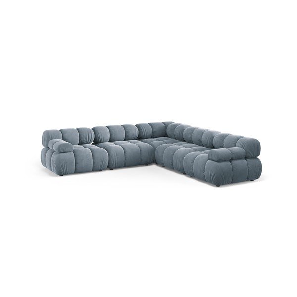 Pilkos spalvos modulinė kampinė sofa iš velveto – Micadoni 