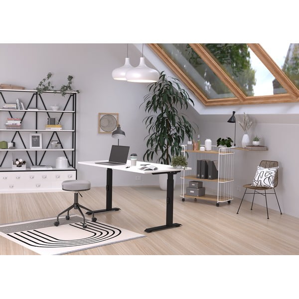 Reguliuojamas aukštis rašomasis stalas su baltu stalviršiu 80x120 cm Downey – Germania-image-1