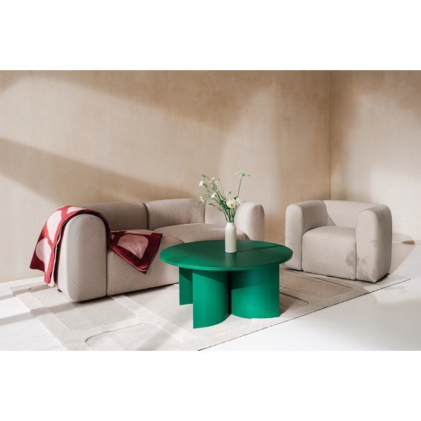 Žalios spalvos apvalios formos kavos staliukas su uosio dekoro stalviršiu ø 95 cm Gavo – noo.ma-image-2