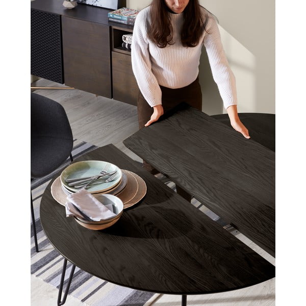 Apvalios formos prailginamas valgomojo stalas su uosio dekoro stalviršiu ø 120 cm Norfort – Kave Home-image-2