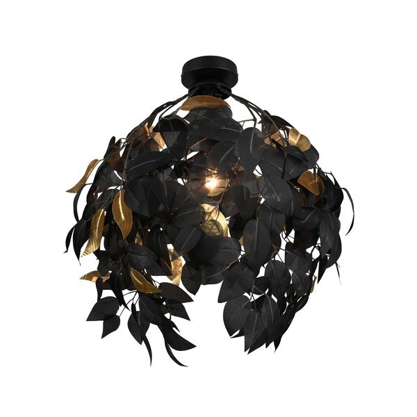 Matinės juodos spalvos iš metalo lubinis šviestuvas ø 38 cm su plastikiniu gaubtu Leavy – Reality-image-3