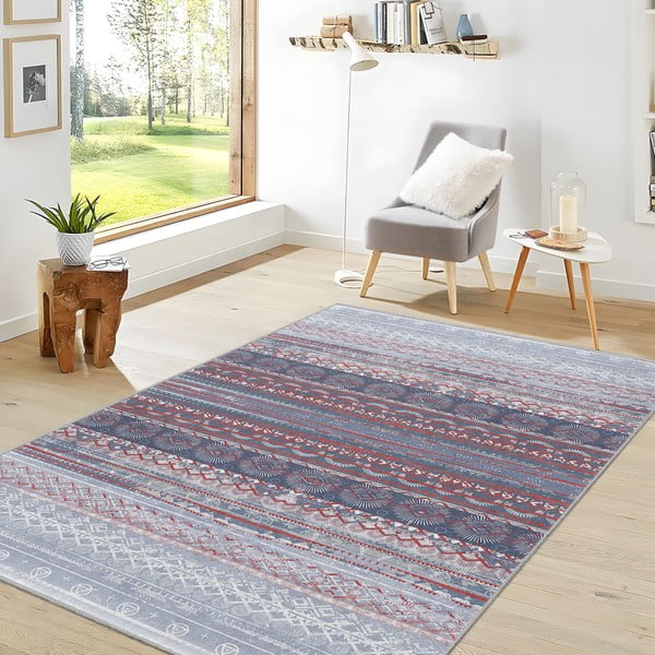Skalbiamas kilimas violetinės spalvos/pilkos spalvos 120x180 cm Vintage Stripe – Mila Home-image-2