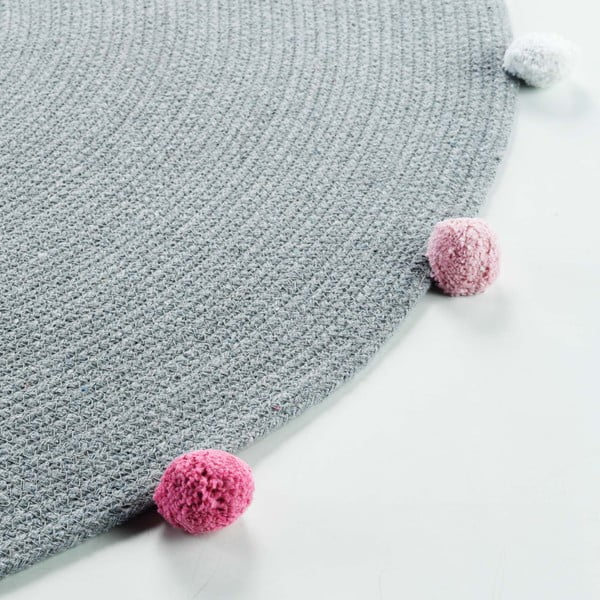 Apvalios formos kilimas šviesiai pilkos spalvos ø 90 cm Pompomparty – douceur d'intérieur-image-3