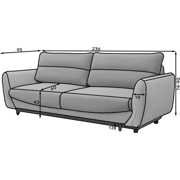 Juodos spalvos iš šenilinio audinio sulankstoma/su sandėliavimo vieta sofa 236 cm Silva – ELTAP-image-4
