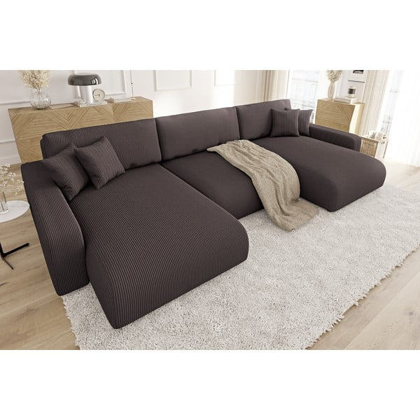 Rudos spalvos iš kordinio velveto sulankstoma/su sandėliavimo vieta kampinė sofa Sara – Ropez-image-3