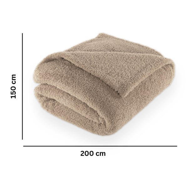Taupe spalvos iš mikropliušo antklodė ir pledas 150x200 cm Cocoon – Tiseco Home Studio-image-2