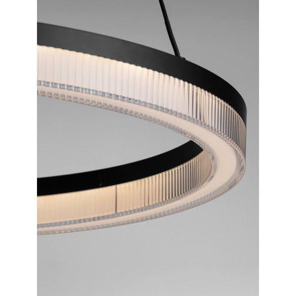 Matinės juodos spalvos iš aliuminio kabantis šviestuvas LED su pritemdymo funkcija ø 60 cm su gaubtu iš akrilo stiklo Lonela – Nova Luce-image-1