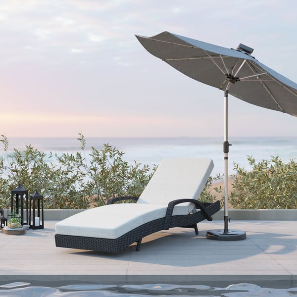 Rudos spalvos/smėlio spalvos sodo šezlongas dirbtinis rotangas Redondo – Unique Furniture-image-1