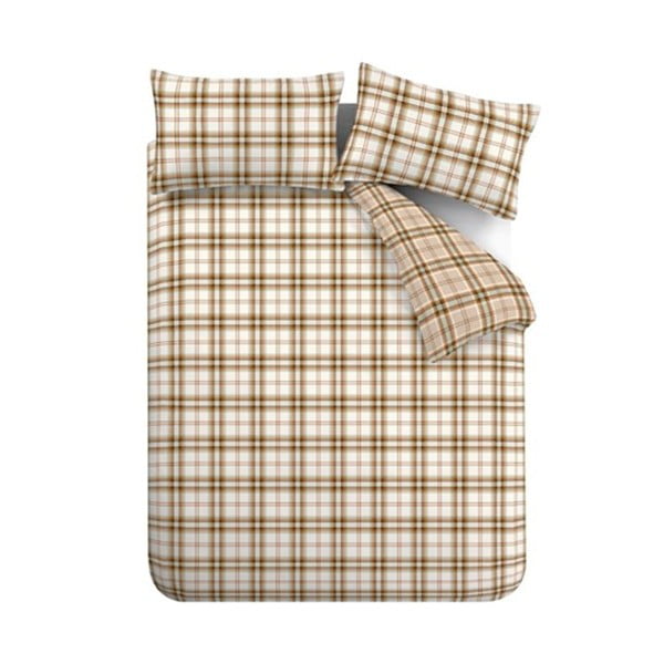 Oranžinės spalvos/šviesiai rudos spalvos dvigulė/itin ilga patalynė 230x220 cm Kelso Check – Catherine Lansfield