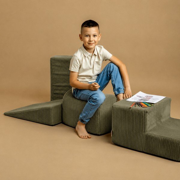 Khaki spalvos putų žaidimų aikštelė 3 vnt. aukštis 30 cm 45x193 cm – Meowbaby-image-1