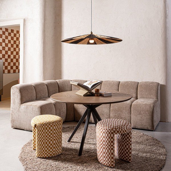 Geltonos spalvos taburetė iš audinio Charlie – WOOOD-image-1