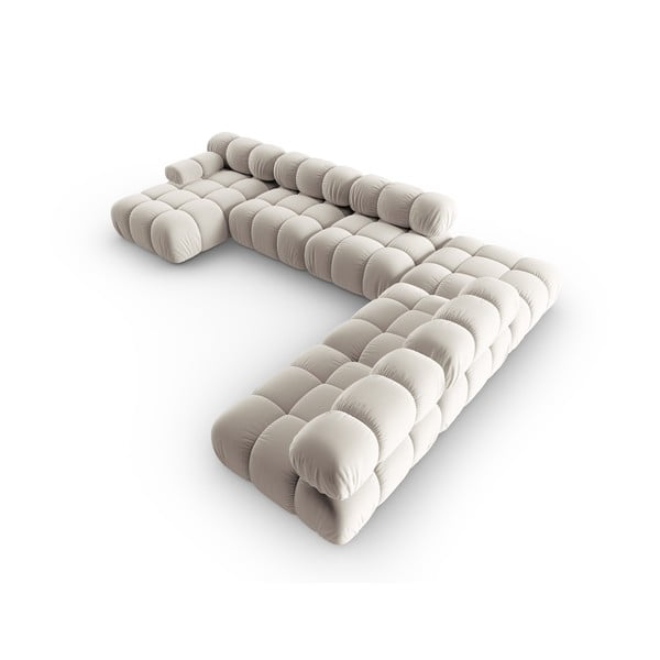 Iš velveto modulinė kampinė sofa smėlio spalvos (su dešiniuoju kampu/„U“ formos) Bellis – Micadoni -image-4