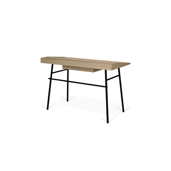 Rašomasis stalas su ąžuoliniu stalviršiu ir juodomis kojomis TemaHome Ply, 120 x 81 cm-image-2