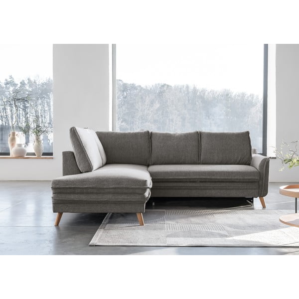 Sulankstoma kampinė sofa pilkos spalvos (su kairiuoju kampu) Charming Charlie – Miuform-image-1