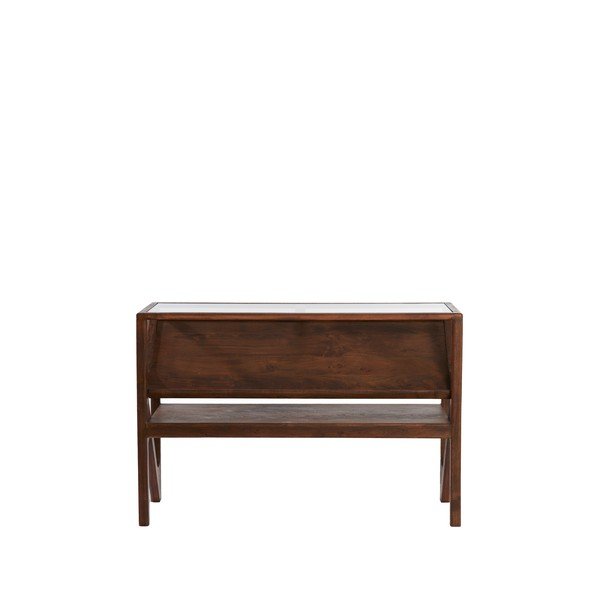 Natūralios spalvos konsolinis staliukas su stikliniu stalviršiu 41x119 cm Yuki – Light & Living-image-3