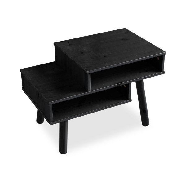 Juodos spalvos pušies medienos kavos staliukas Karup Design Hako-image-3