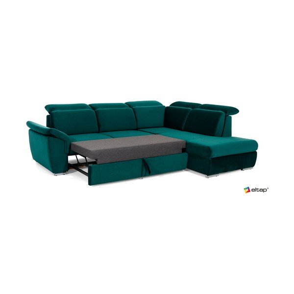 Žalios spalvos iš velveto sulankstoma/su sandėliavimo vieta kampinė sofa (su kairiuoju kampu/„L“ formos) Loreto – ELTAP-image-4