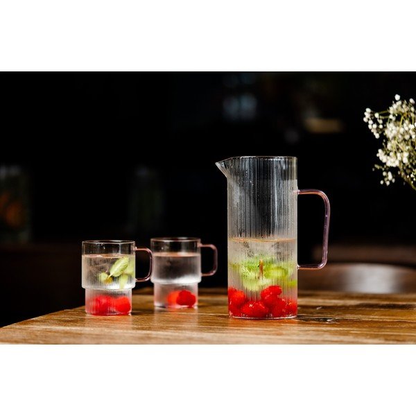 Rožinės spalvos iš stiklo puodeliai 2 vnt. kapučino 350 ml Livio – Vialli Design-image-2