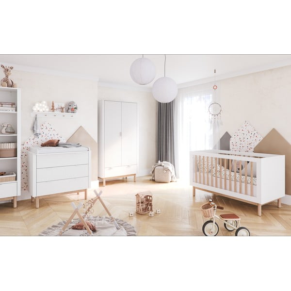 Žema vaikiška šoninė spintelė baltos spalvos 100x52 cm Miloo – Pinio-image-3