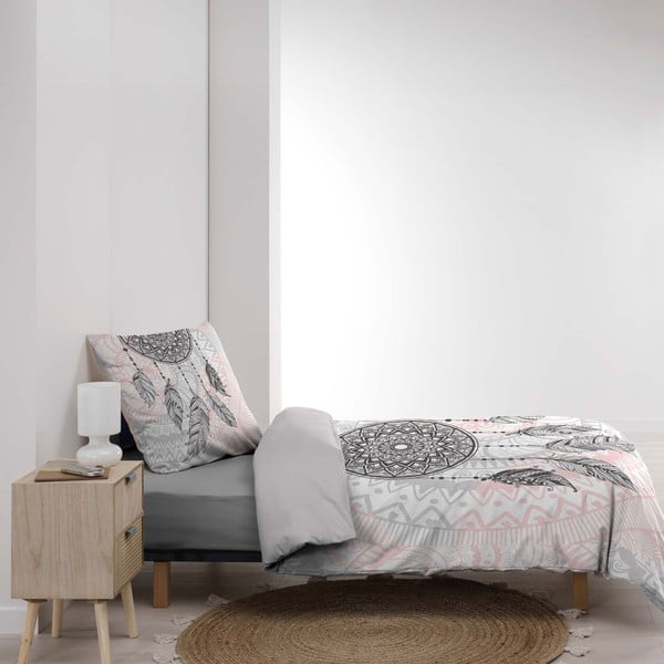 Iš medvilnės viengulė patalynė baltos spalvos/rožinės spalvos 140x200 cm Namaste – douceur d'intérieur-image-4