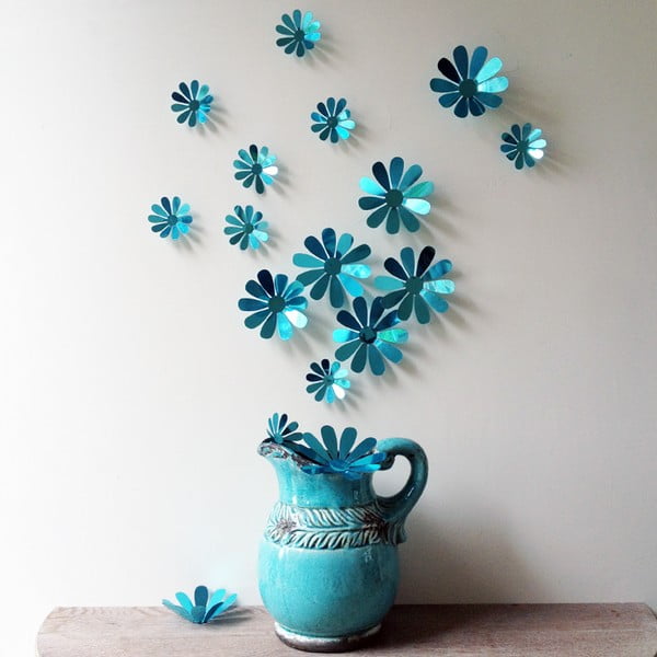 12 mėlynų lipnių 3D lipdukų rinkinys Ambiance Flowers Chic