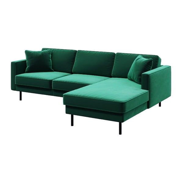 Kampinė sofa žalios spalvos iš velveto (su dešiniuoju kampu) Kobo – MESONICA-image-2