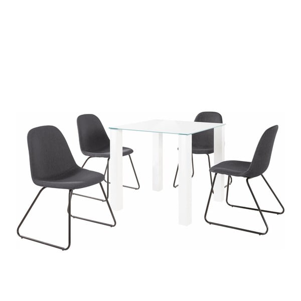 Stalo ir 4 tamsiai pilkų kėdžių komplektas Støraa Dante Colombo