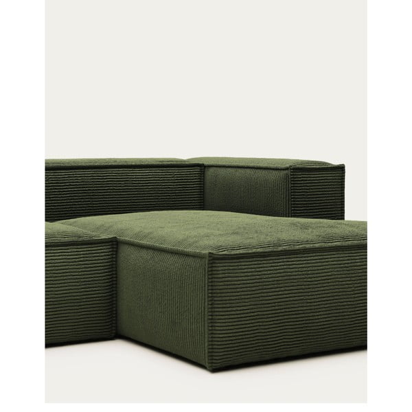 Iš kordinio velveto kampinė sofa žalios spalvos (su dešiniuoju kampu) Blok – Kave Home-image-1