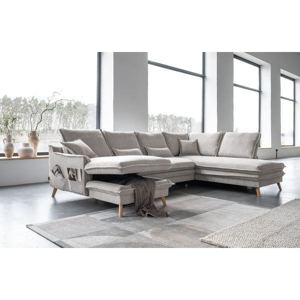 Sulankstoma kampinė sofa smėlio spalvos (su dešiniuoju kampu/„U“ formos) Charming Charlie – Miuform-image-4