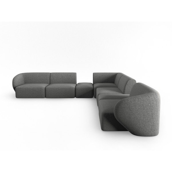 Pilkos spalvos iš šenilinio audinio kampinė sofa Paolo – Milo Casa-image-2