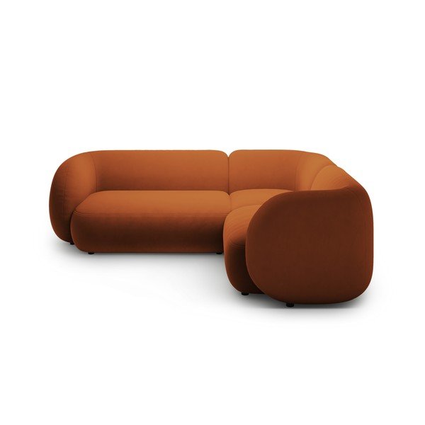 Terakotos spalvos kampinė sofa iš velveto (su dešiniuoju kampu/„L“ formos) Kate – Micadoni -image-1