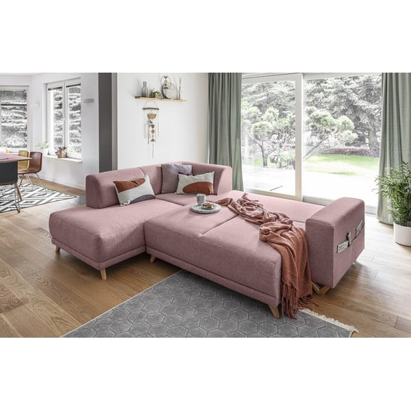 Rožinės spalvos sulankstoma/su sandėliavimo vieta kampinė sofa (su kairiuoju kampu/„L“ formos) Classy Sophie – Miuform-image-4
