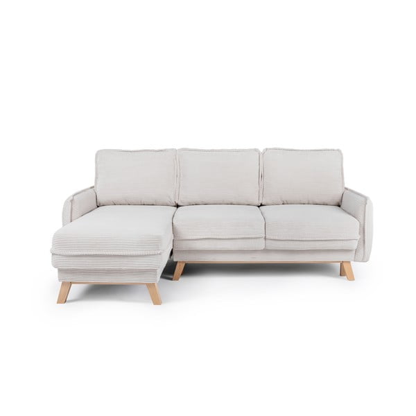 Sulankstoma (kintama) kampinė sofa smėlio spalvos iš kordinio velveto Tori – Bonami Selection