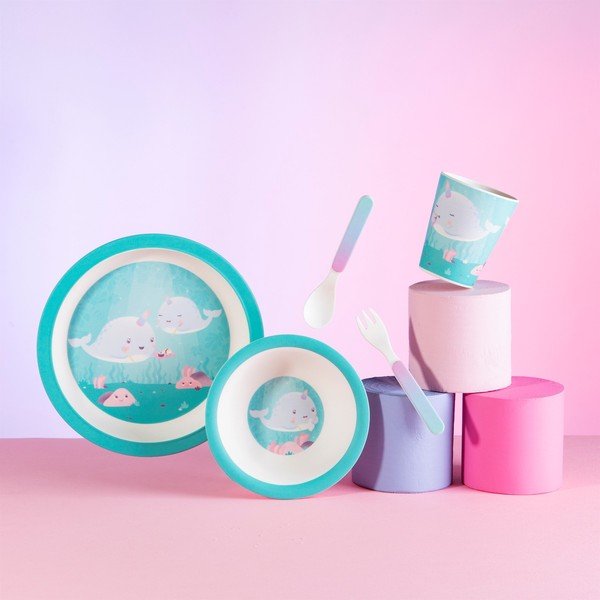 5 dalių vaikiškų indų ir stalo įrankių rinkinys Sass & Belle Alma Narwhal-image-1